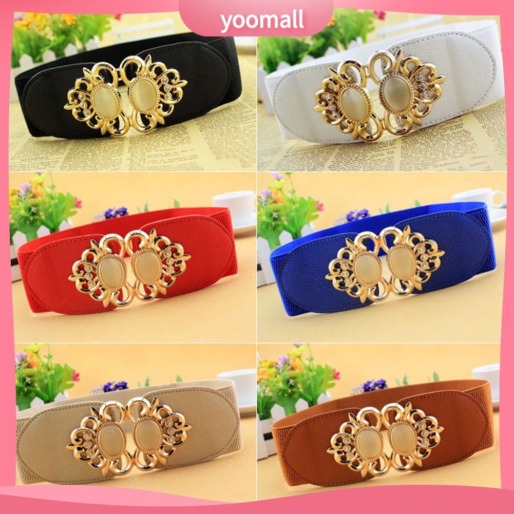 Thắt Lưng Đính Đá Opal Nhân Tạo Phối Khóa Kim Loại Thời Trang Cho Nữ