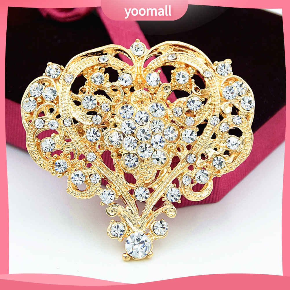 Ghim Cài Áo Hình Trái Tim Đính Đá Nhân Tạo Thời Trang