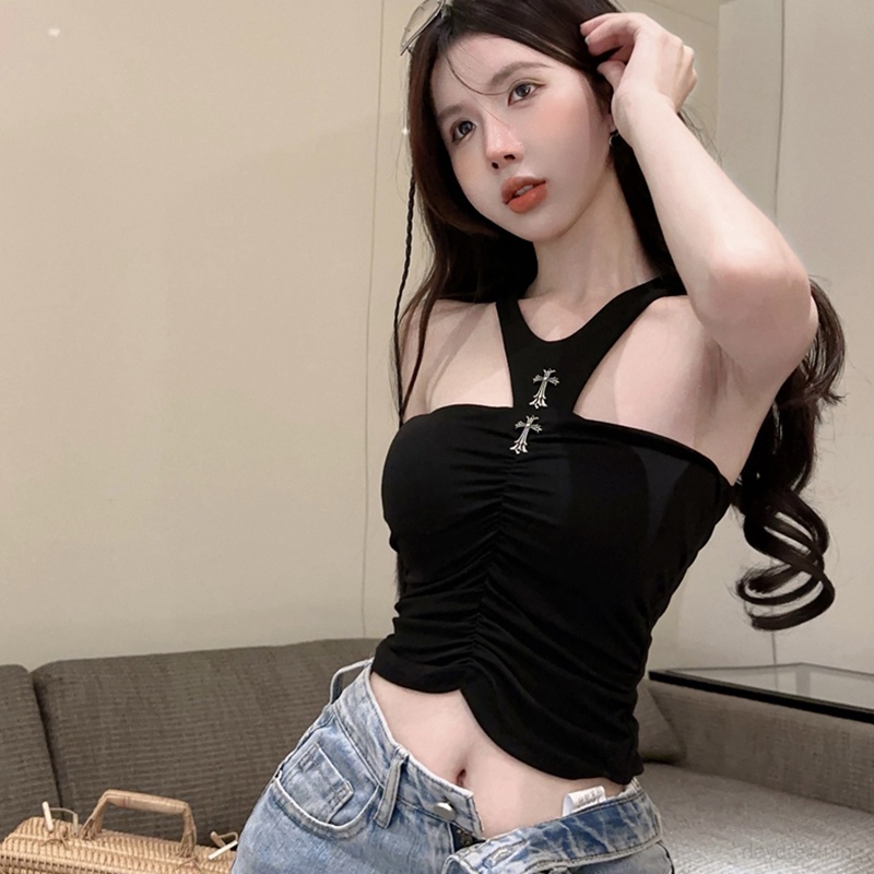 Áo Croptop Sát Nách Phong Cách Mỹ Ngọt Ngào Thời Trang Mùa Hè Cho Nữ