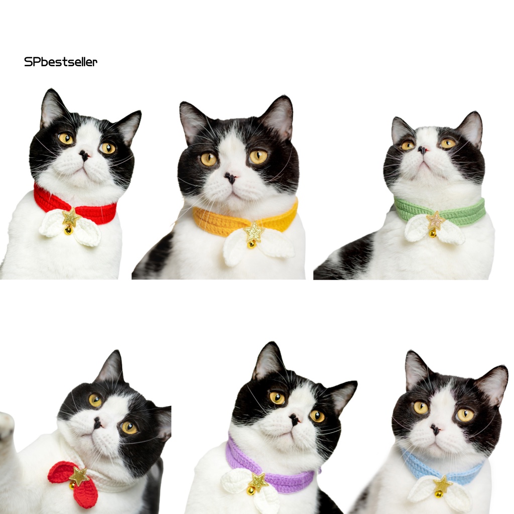 Vòng Cổ Bằng Len Dễ Thương Chống Mòn Có Chuông Trang Trí Cho Thú Cưng