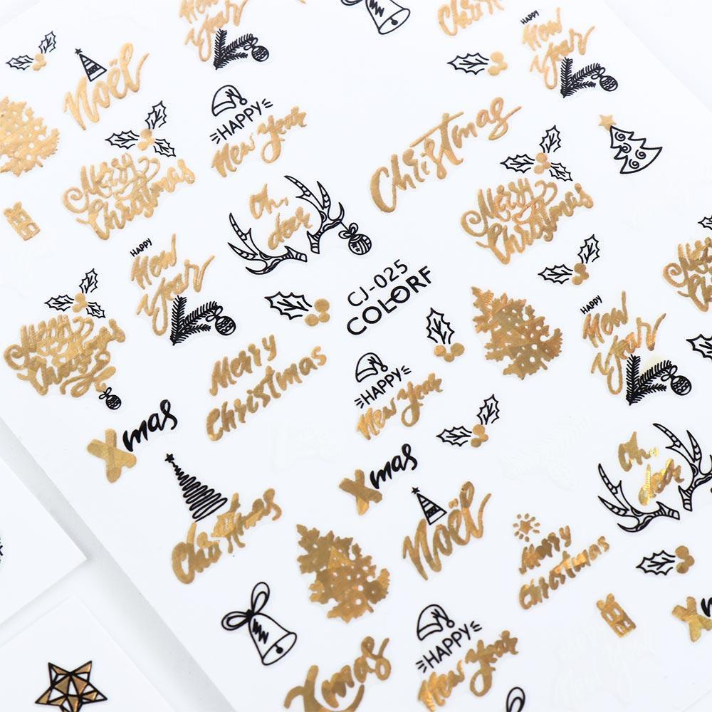 OCEANMAP Miếng Dán Trang Trí Móng Tay Họa Tiết Hoạt Hình Phong Cách Giáng Sinh