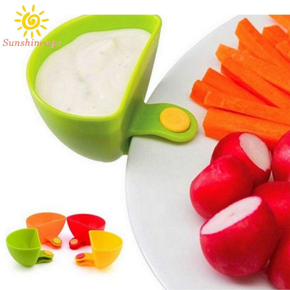 Set 4 Chén Đựng Gia Vị / Giấm Có Kẹp Tiện Dụng