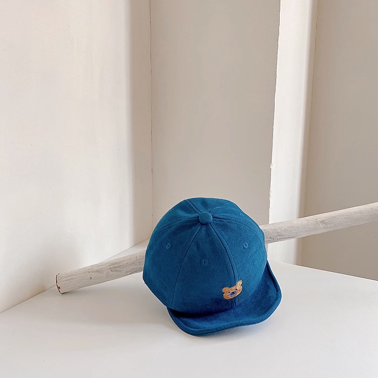 Mũ Lưỡi Trai Da Lộn Vành Ngắn In Hình Gấu Dễ Thương Cho Bé