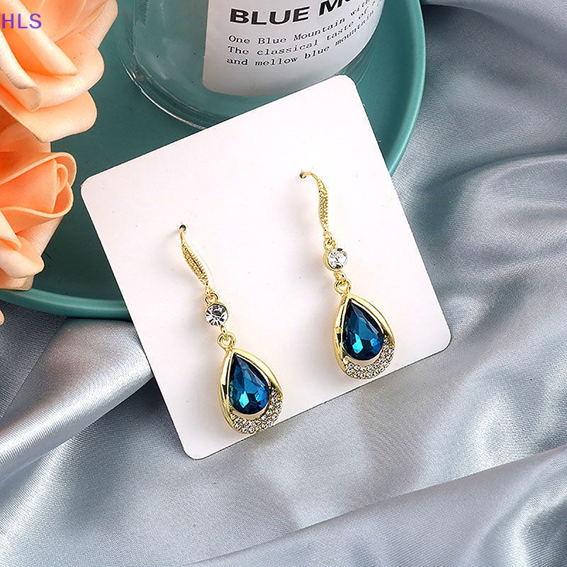 1 Đôi Bông Tai Hình Giọt Nước Pha Lê Nhẹ Nhàng Phong Cách Hàn Quốc Thời Trang Cho Nữ