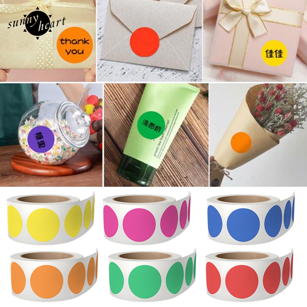Sunnyheart 6 Cuộn 6 Cuộn Nhãn Dán Hình Tròn Nhỏ Nhiều Màu Sắc Khác Nhau Mỗi Cuộn Là 500 Chấm Dán Tổng Cộng 3000 Miếng Dán Để Gặp Cần Chấm Tròn Đầy Màu Sắc Sặc Sỡ