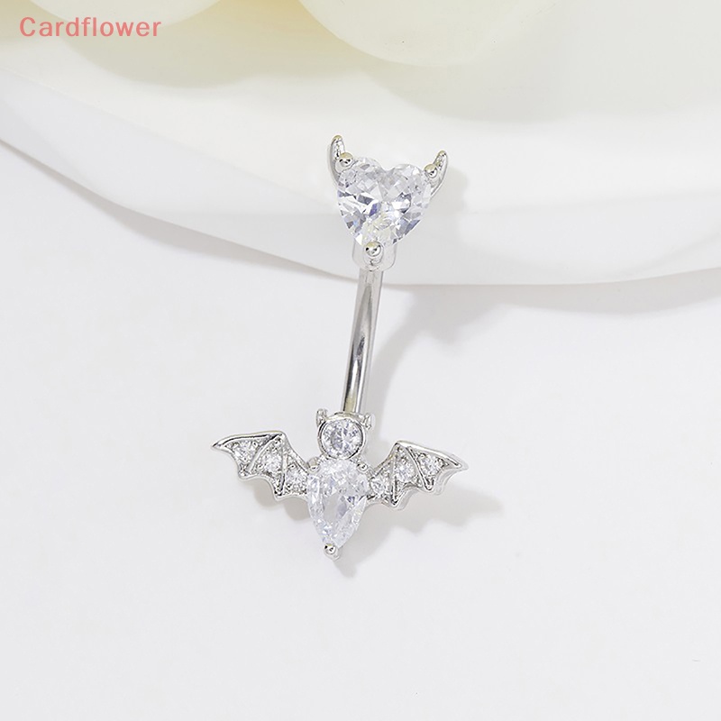 Khuyên Rốn Bằng Thép Không Gỉ Hình Dơi Đính Đá Zircon Màu Bạc Quyến Rũ Thời Trang Cho Nữ