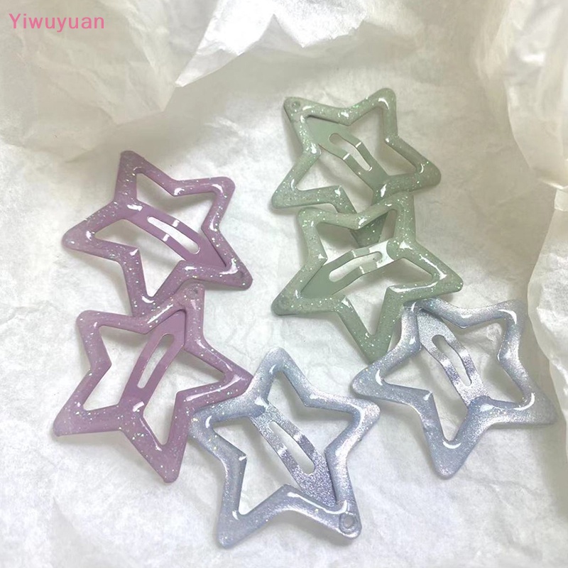 Bộ 2 Kẹp Tóc Kim Loại Hình Ngôi Sao Nhiều Màu Sắc Cho Nữ Y2K