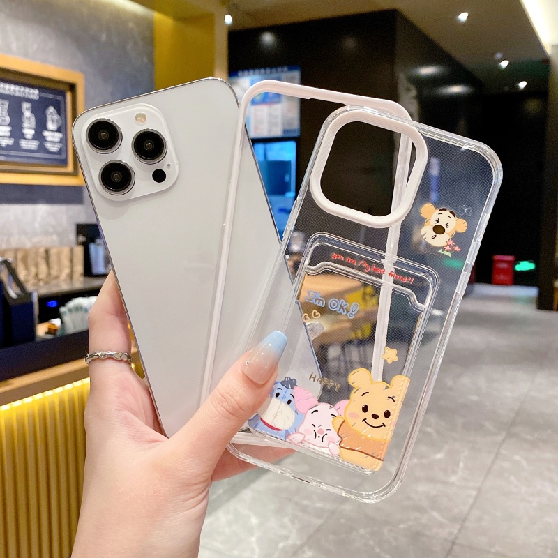 Ốp Điện Thoại Cứng Trong Suốt 3 Trong 1 Chống Sốc In Hình Hoạt Họa Winnie The Pooh Cho iPhone 14 13 12 11 Pro Max 14 Plus