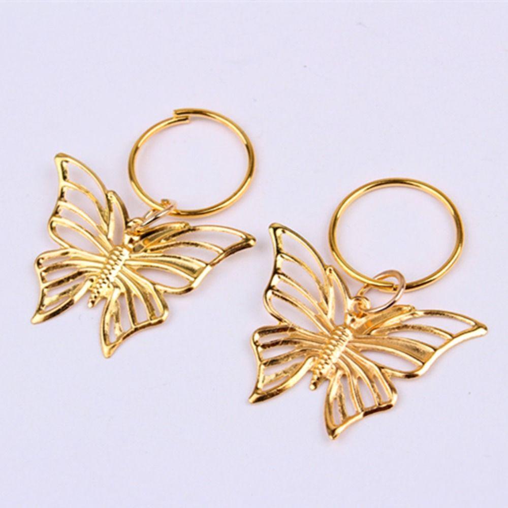 Bộ 10 Hạt Xỏ Lỗ Hình Bướm Bằng Hợp Kim Màu Vàng Phong Cách Châu Phi Độc Đáo Dùng Trang Trí Tóc DIY