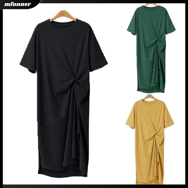 Đầm Sơ Mi Tay Ngắn Dáng Rộng Plus Size Thời Trang Mùa Hè Cho Nữ