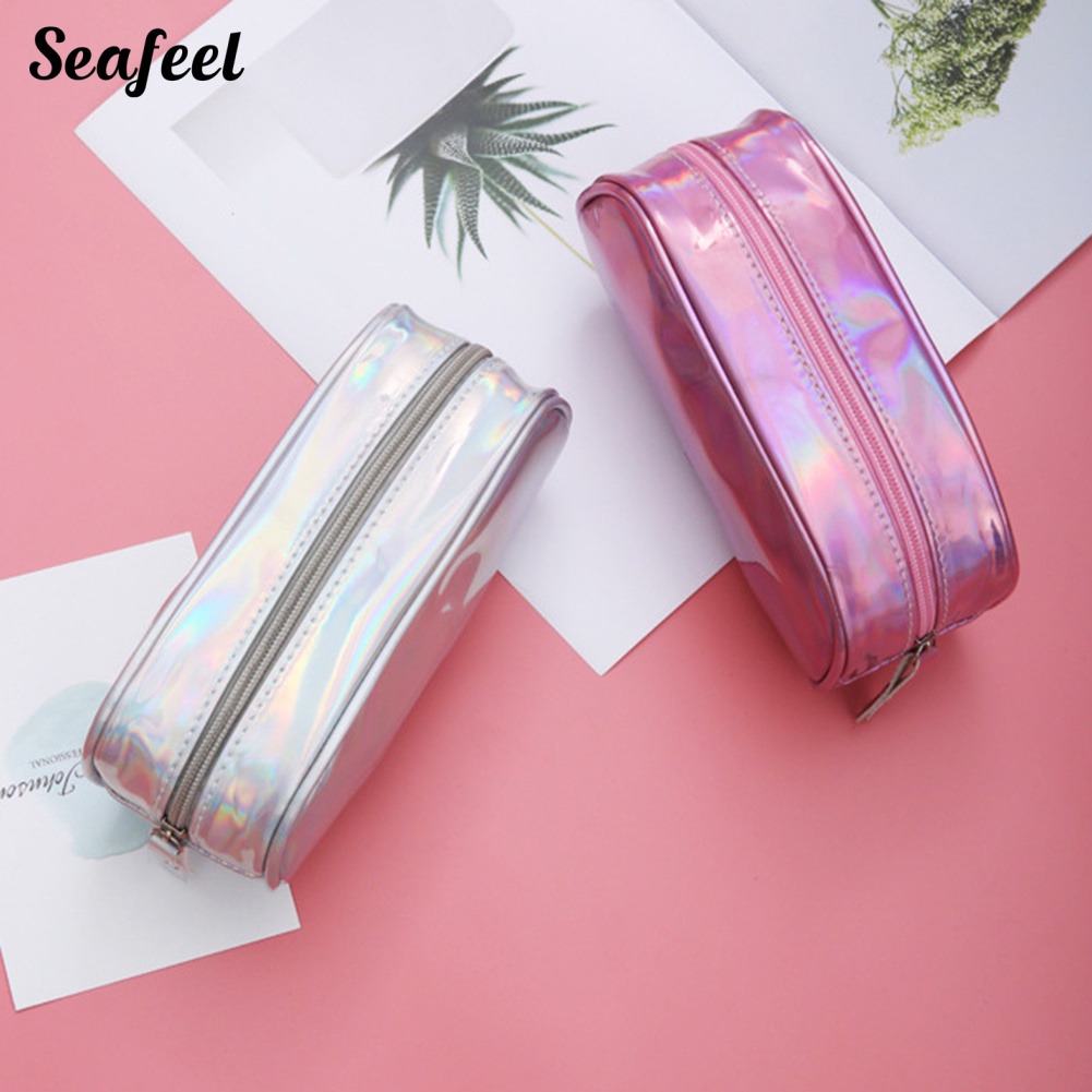 Túi Đựng Mỹ Phẩm Màu Laser Có Khóa Kéo Cho Nữ