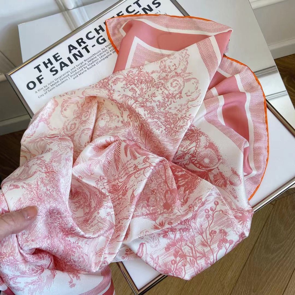 Khăn Choàng Cổ Vuông Bằng Lụa In Họa Tiết Thời Trang Cho Nữ