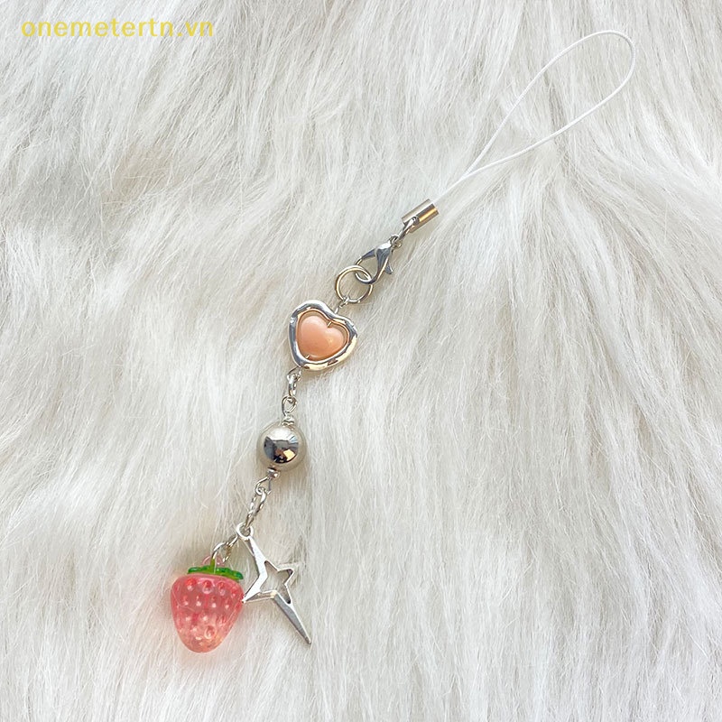 Onemetertn Dây Treo Điện Thoại / Móc Khóa Xe Hơi Hình Trái Tim / Ngôi Sao / Dâu Tây Ngọt Ngào Y2K