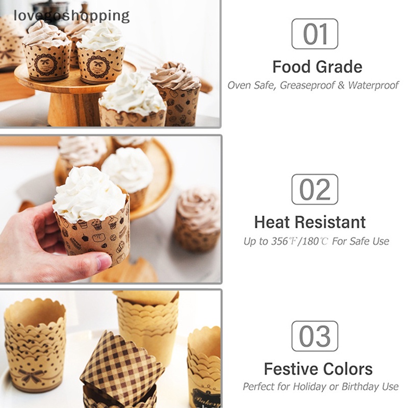 Set 50 Cốc Giấy Làm Bánh Cupcake Muffin Tiện Dụng