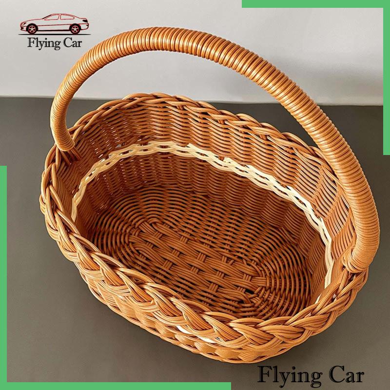 Giỏ Đan Tay Có Tay Cầm Dùng Đựng Trứng / Trái Cây Khi Đi Cắm Trại