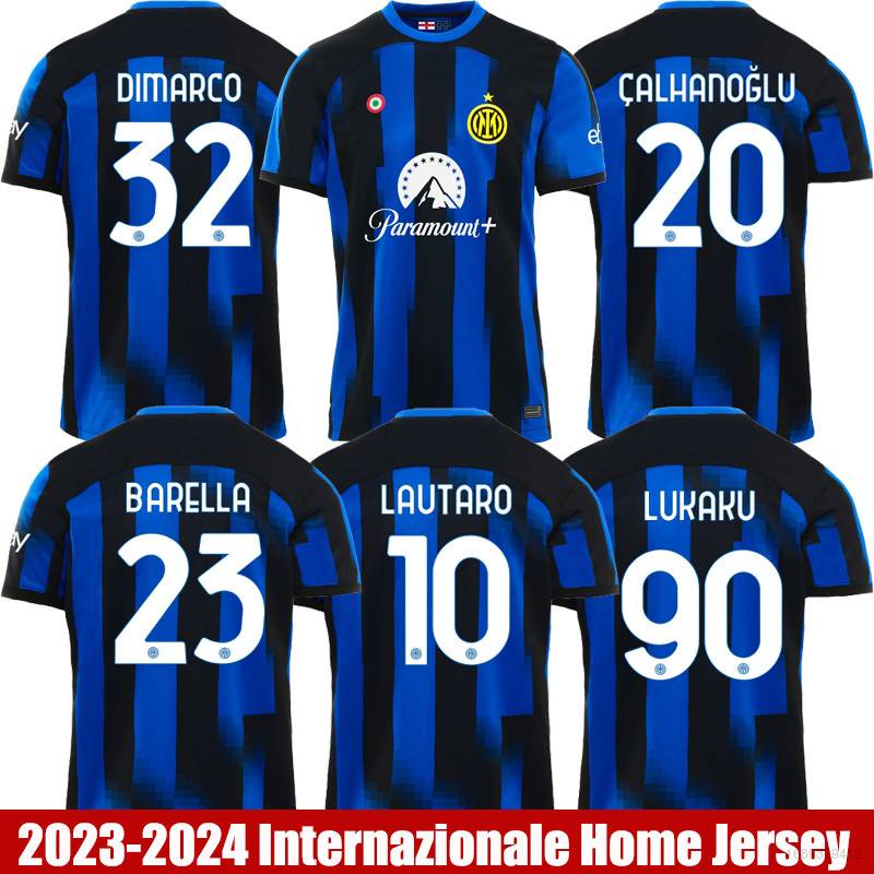 Áo Thun Bóng Đá Đội Tuyển Lukaku Dimarco Barella Lautaro Calhanoglu Plus Size QH1 HQ1 2023-2024