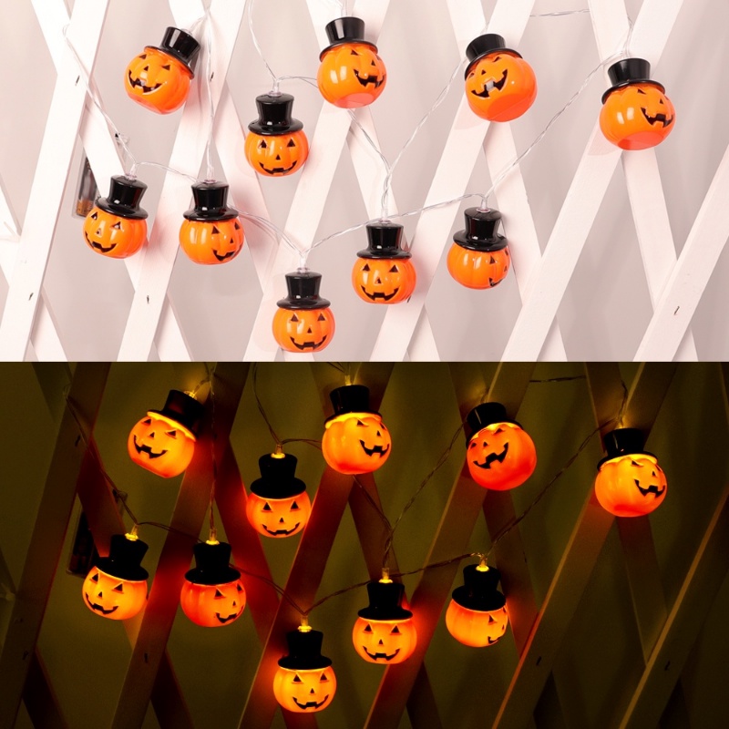Dây Đèn LED 10 Bóng Dài 1.5M Hình Bí Ngô Dễ Thương Dùng Trang Trí Halloween
