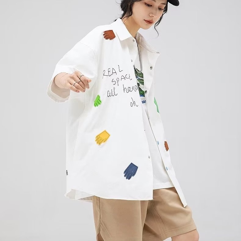 Áo Sơ Mi Ngắn Tay Dáng Rộng Thời Trang Mùa Hè Hàn Quốc Dành Cho Nam