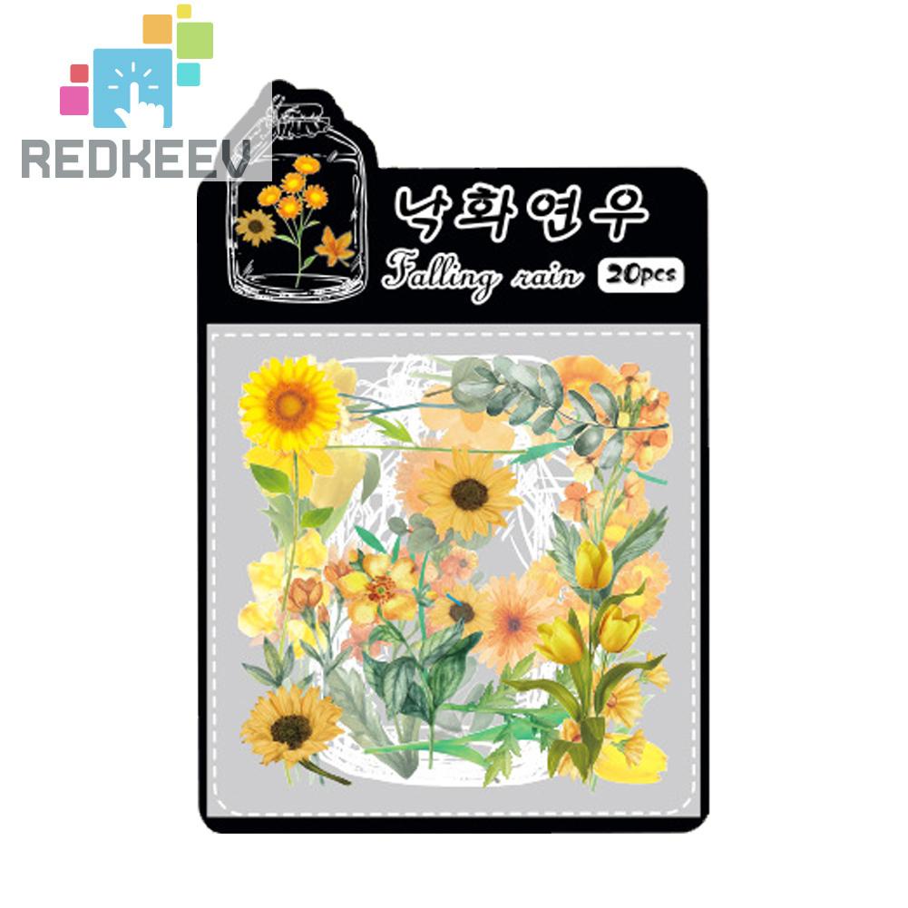 Bộ 20 Sticker Dán Trang Trí Sổ Tay Hình Hoa Nhiều Màu Sắc DIY