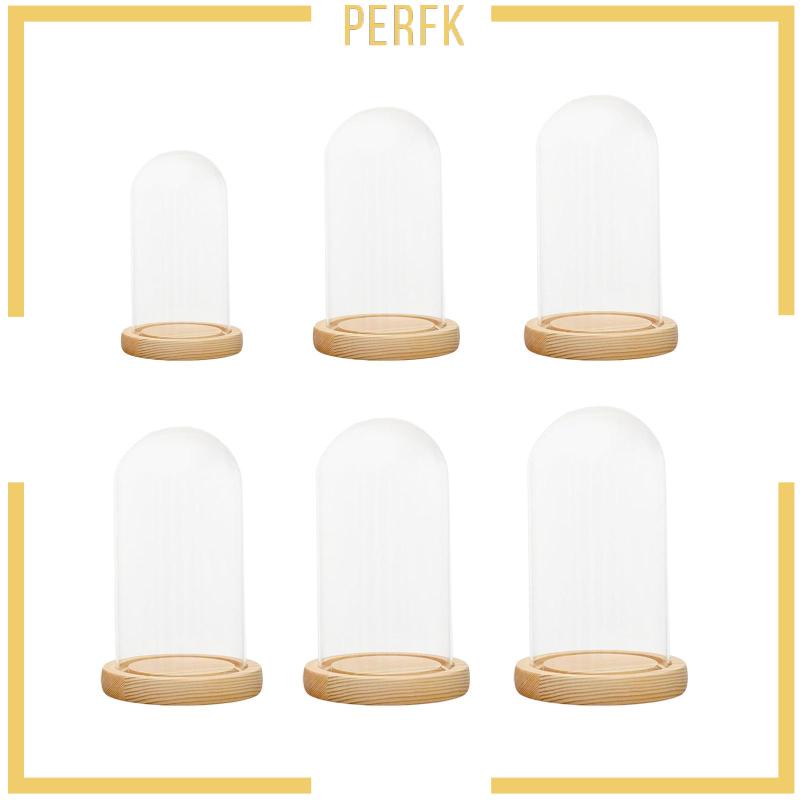 Chuông Cloche Đế Gỗ Tròn Trong Suốt Dùng Trang Trí Nhà Cửa / Tiệc Cưới