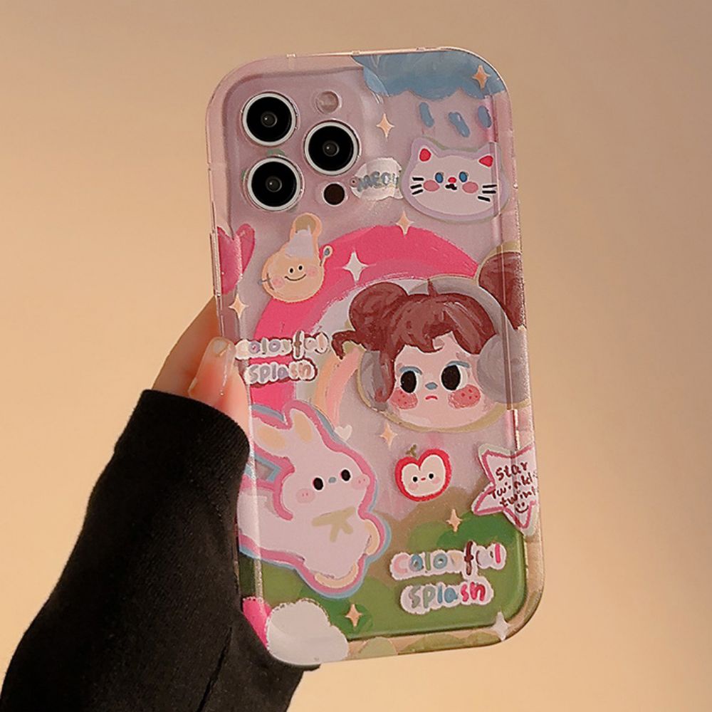 Ốp Điện Thoại TPU Dẻo Họa Tiết Hoạt Hình Cô Gái / Thỏ Dễ Thương Cho IPhone 11 12 13 14 Pro Max