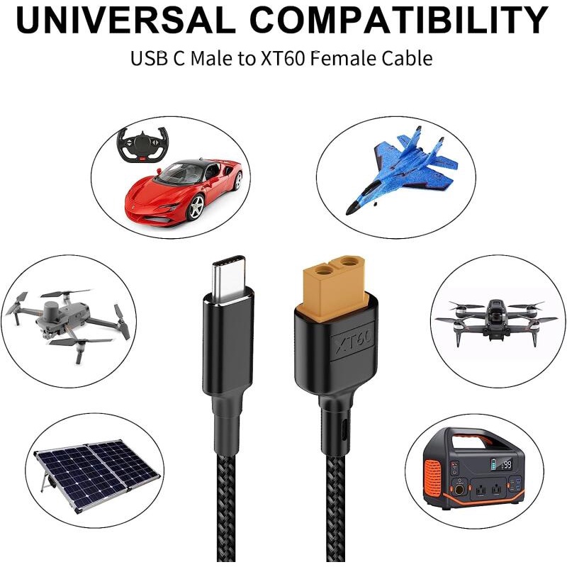 Dây Cáp Sạc Nhanh HdoorLink Loại C Qua XT60 PD 100W 20V / 5A Cho Thiết Bị Giám Sát M4Q M6D M7 M9 Fatshark FPV