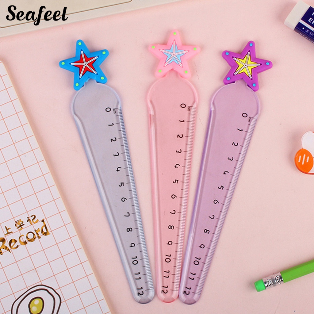 Bộ 2 Thước Thẳng Trong Suốt Chống Trượt Cho Học Sinh