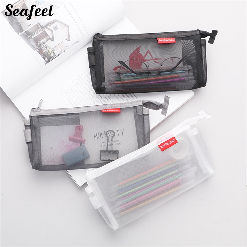 Túi Đựng Bút Bằng Lưới Trong Suốt Chống Bụi Sức Chứa Lớn Cho Học Sinh