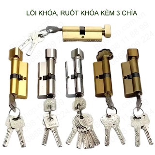 Lõi khóa cửa tay gạt, khóa 1 bên, vặn 1 bên kèm 3 chìa, có nhiều mẫu cho khách lựa chọn