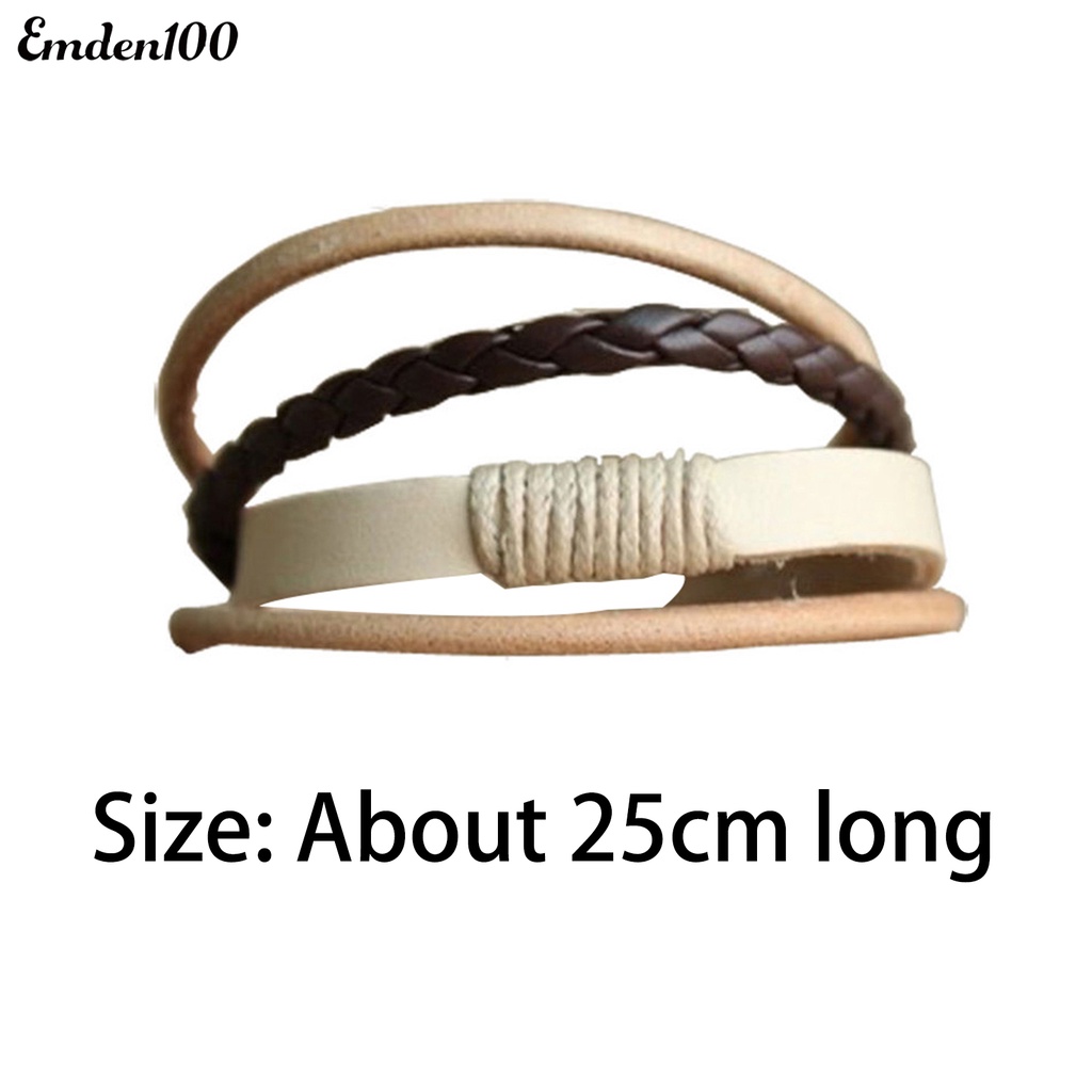 Vòng Tay Bện Dây Giả Da Nhiều Lớp Thời Trang Unisex