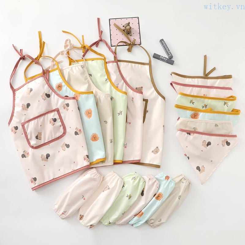 Yếm Ăn Bằng Vải Có Tay Cầm Dành Cho Bé Trai Gái