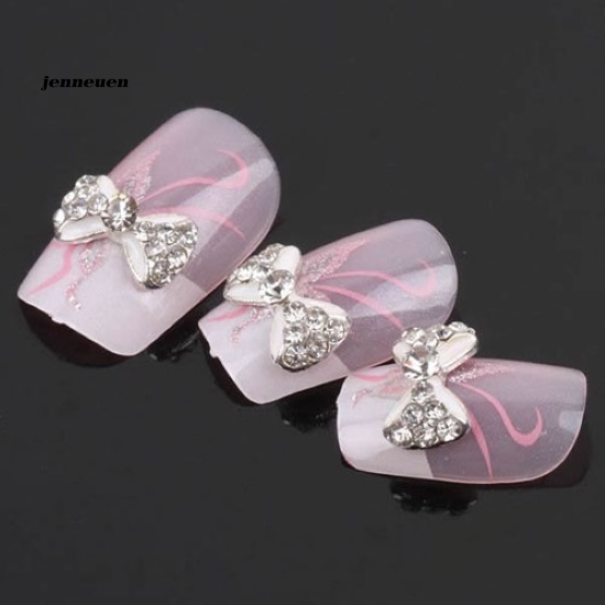 Set 10 Miếng Dán Trang Trí Móng Tay Hình Nơ Bằng Hợp Kim Nhiều Màu Sắc