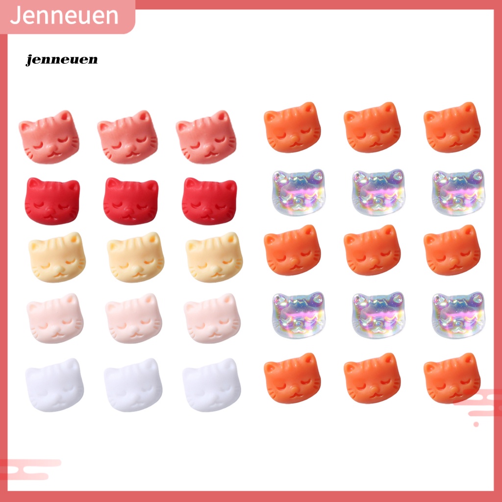 Bộ 30 Phụ Kiện Trang Trí Móng Tay Hình Đầu Mèo Màu Sắc Ngọt Ngào