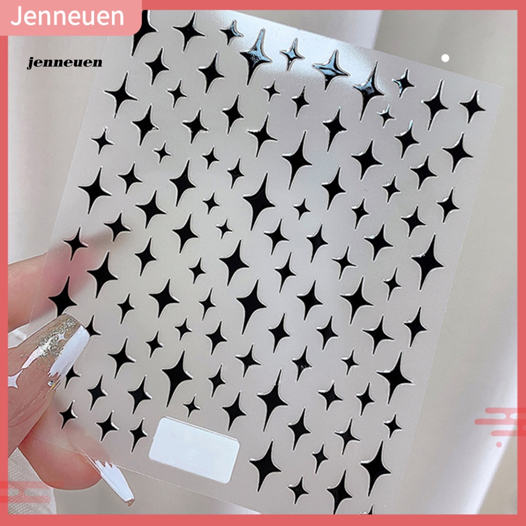 Nhãn Dán Móng Tạo Hiệu Ứng 3D Màu Trắng / Vàng / Đen / Bạc Lấp Lánh Không Phai