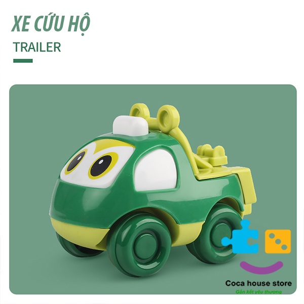 Bộ đồ chơi ô tô quán tính mini hoạt hình mô tả xe công trình, xe kỹ thuật, xe kỹ thuật không gian đẹp và dễ thương