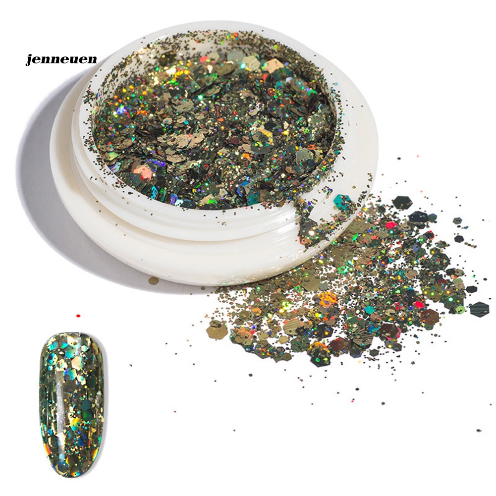 Hộp Hạt Kim Sa 3D 12 Màu Trang Trí Móng Tay