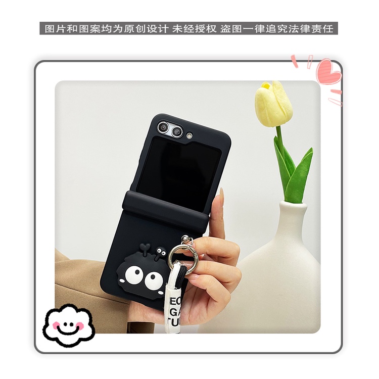Bao Da Điện Thoại Hình Bùi Nhùi Màu Đen Thời Trang Cho samsung galaxy z flip 5 4 3 5g flip5 zflip5 zflip4 Ốp