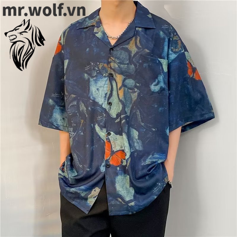 Áo Sơ Mi Ngắn Tay Họa Tiết Hoa Phong Cách Retro Thời Trang Mùa Hè Cho Nam