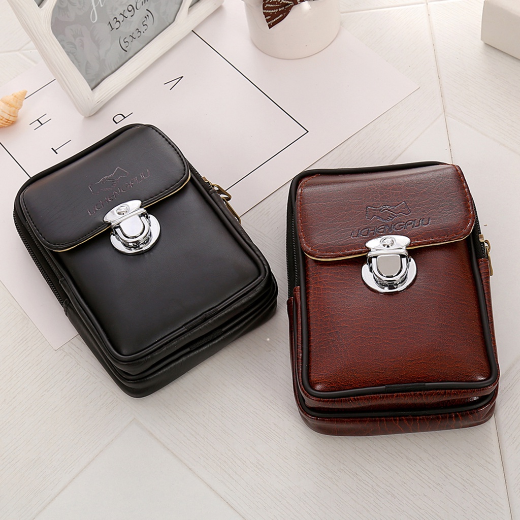 Túi Giả Da Đeo Hông Có Khóa Kéo Thời Trang Đi Bộ Cho Nam