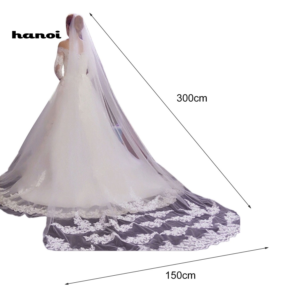 Mạng Che Mặt Một Lớp 300CM Kèm Lược Cài Tóc Cho Cô Dâu Ngày Cưới