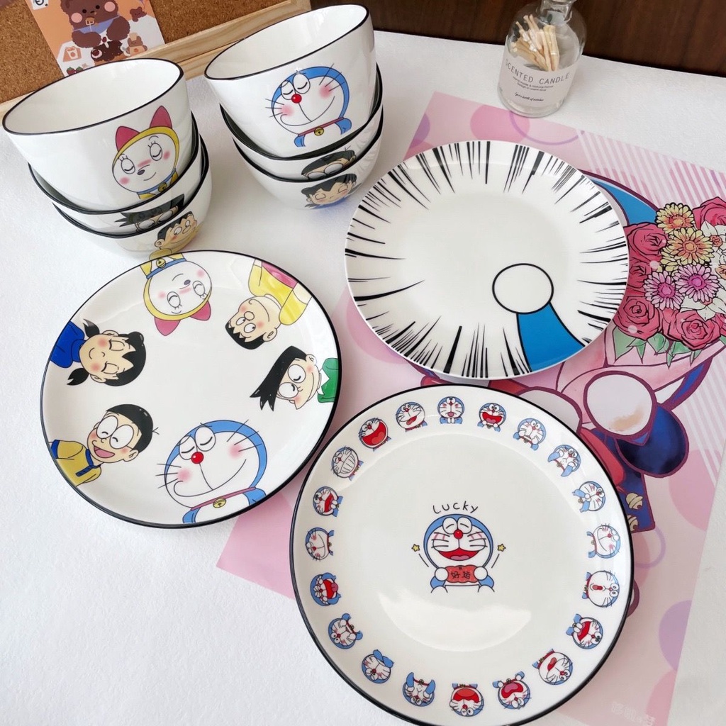 Đĩa Sứ Hình Mèo Doraemon Dễ Thương Sáng Tạo