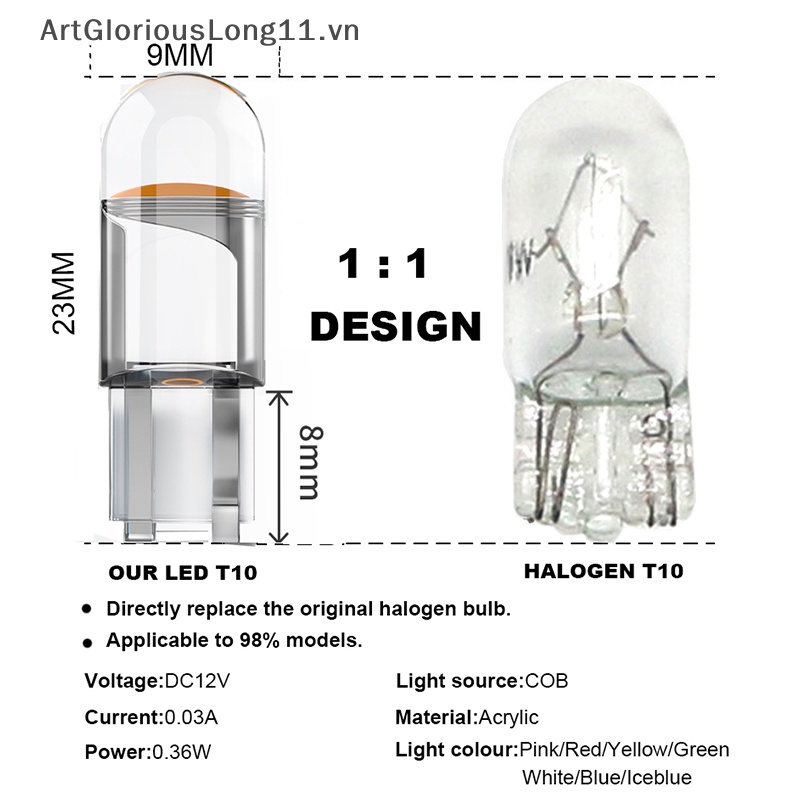 Đèn Led COB W5W T10 6000K Ánh Sáng Trắng Gắn Biển Số Xe Hơi
