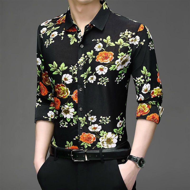 Áo Sơ Mi Nam Dài Tay In Họa Tiết Thời Trang