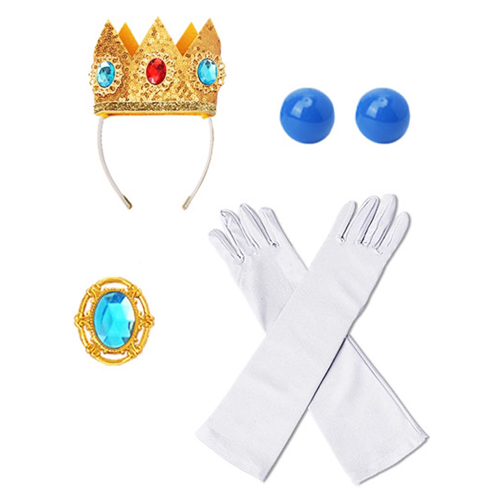 6pcs Plastic Gift Toddler Kids Party Earrings For Girls Glove Brooch Princess Peach Dress Up Decoration