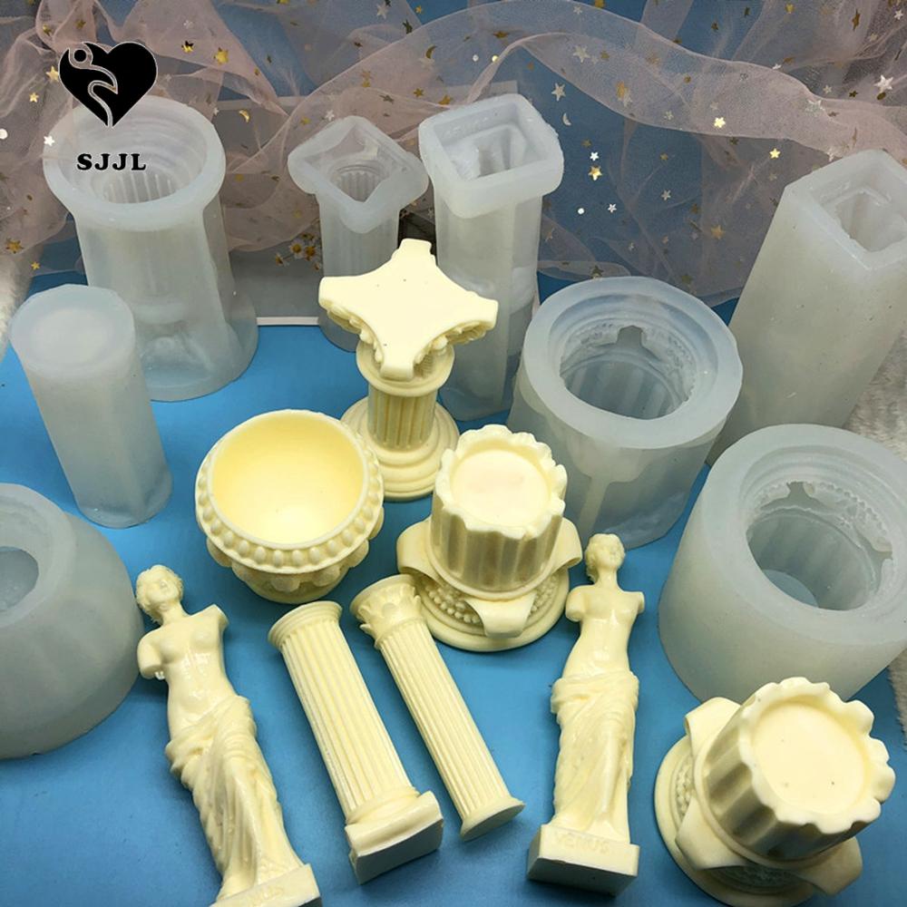 Khuôn Làm Nến Bằng Silicone Hình Cột Phong Cách La Mã Cổ Điển