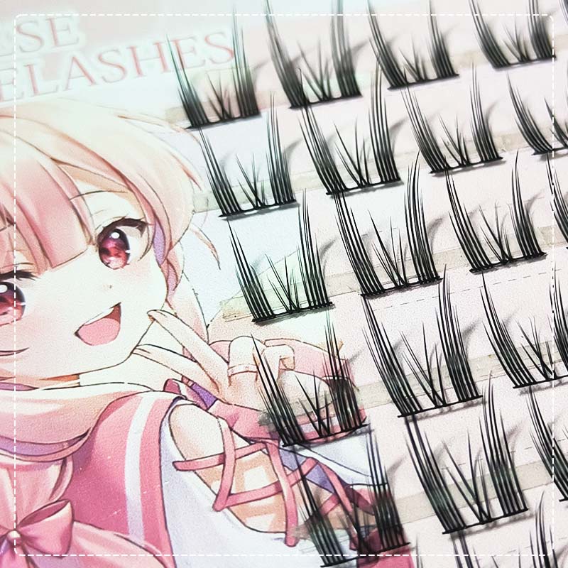 Bộ 42 cụm lông mi giả Derf dày dài cong tự nhiên 3D DIY