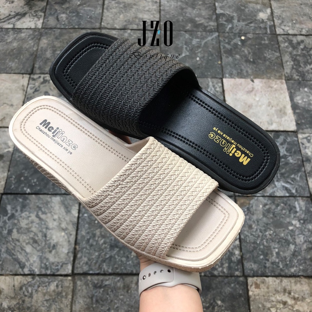 Dép nhựa nữ quai ngang cao gót 5cm Meijiaze GNN302