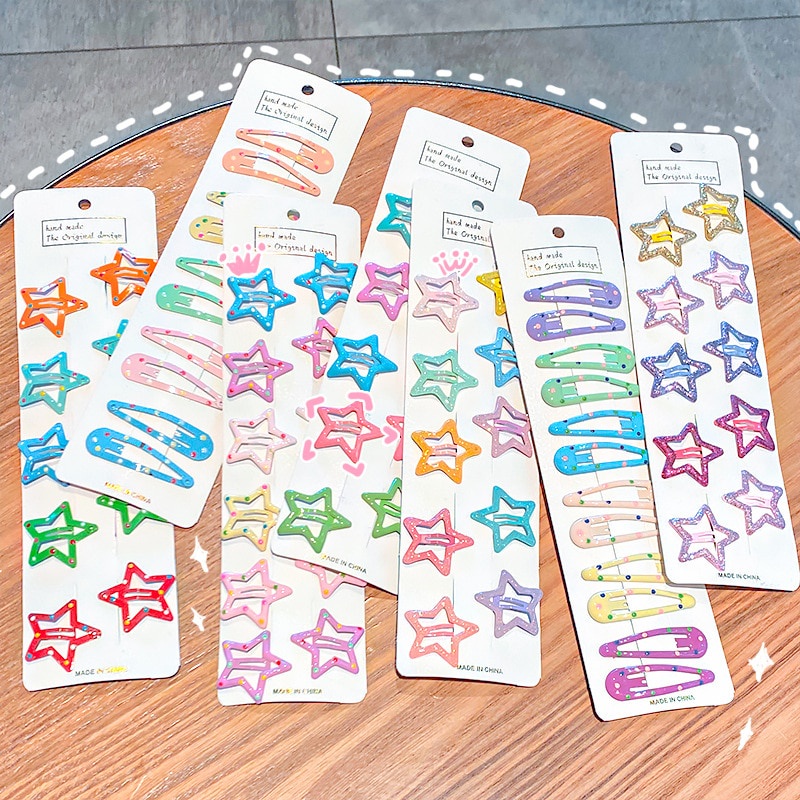 Set 10 Kẹp Tóc Nhiều Màu Sắc Dễ Thương Cho Bé Gái