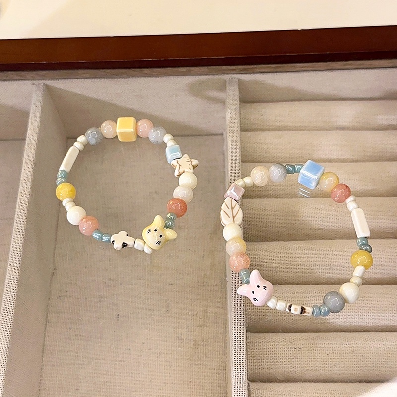 Vòng Tay Chuỗi Hạt Co Giãn Mặt Hình Thánh Giá Nhiều Màu Dễ Thương Cho Cặp Đôi