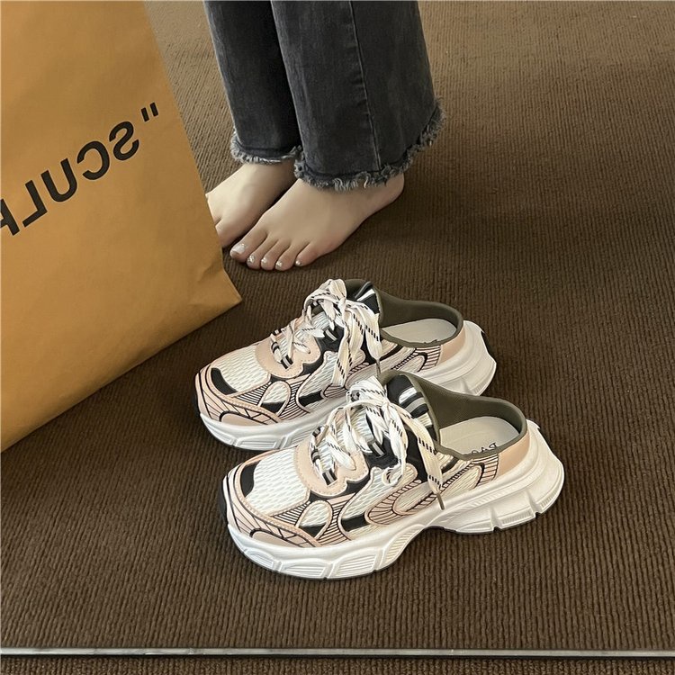 Dép Cao Su PU Bít Mũi Đế Bằng Quai Chéo Thời Trang
